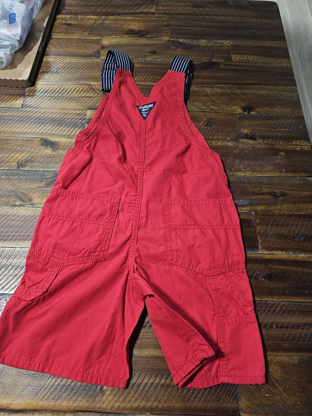 Oshkosh B'Gosh Red Kids Overalls Shorts with Striped Adjustable Straps - NWOT